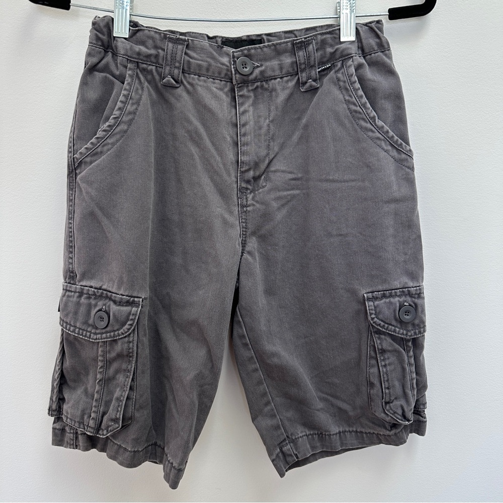 Hurley Boys Size 16 Charcoal Cargo Shorts With Adjustable Waist